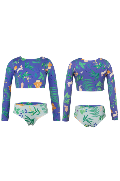 BOSQUE DE CONEJOS AZUL - SUN LONGSLEEVE BIKINI
