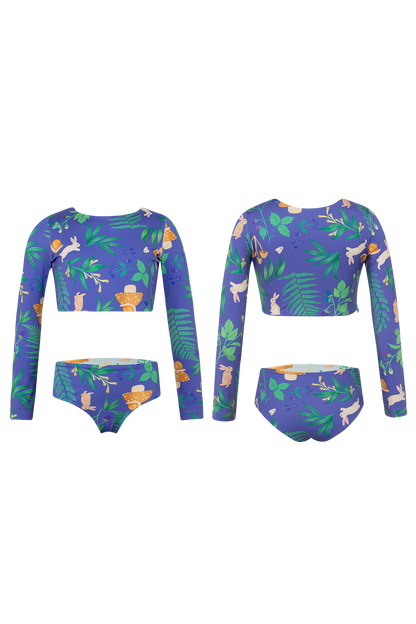 BOSQUE DE CONEJOS AZUL - SUN LONGSLEEVE BIKINI