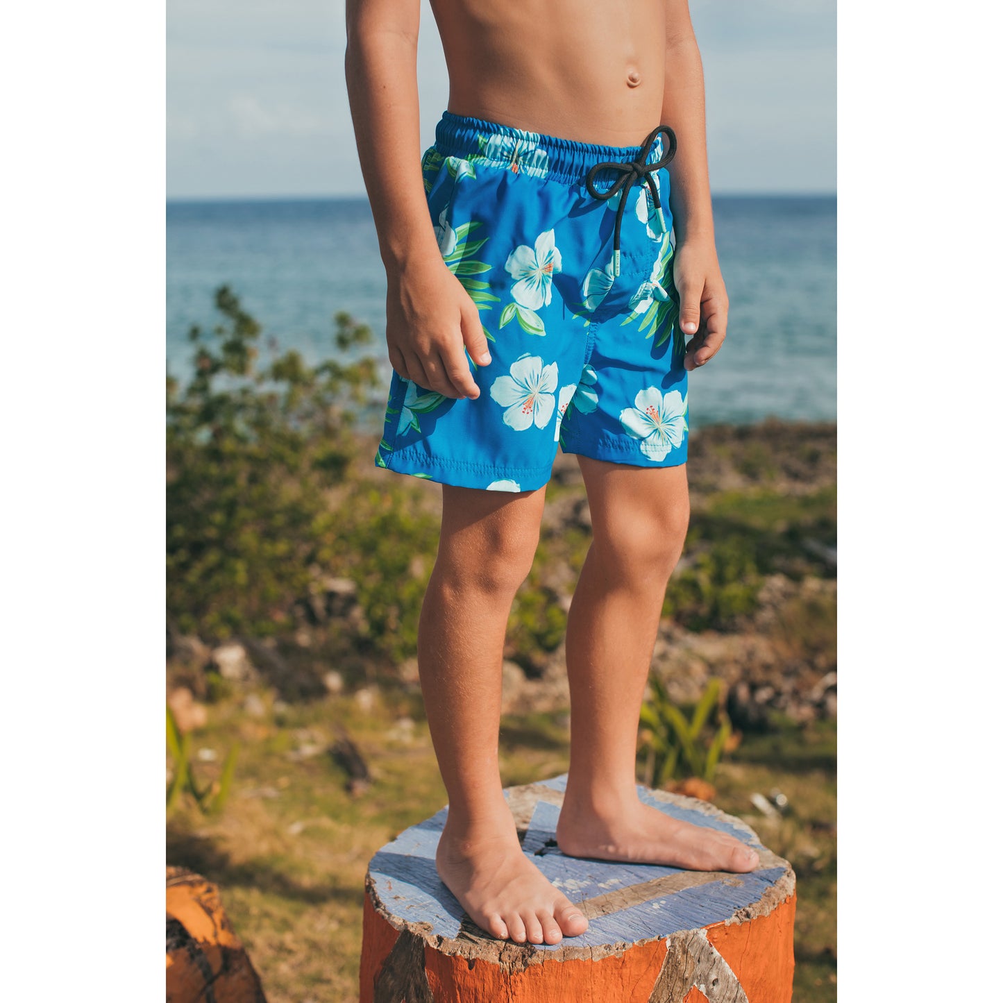 SWIMSHORT HIBICUS AZUL